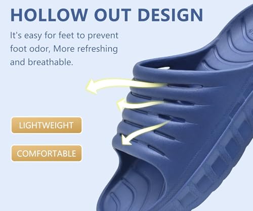 GPOS Mens Sport Recovery Sandals Plantar Fasciitis Thick Cushion Slides Sandals Lightweight Comfort Orthotic Slippers4