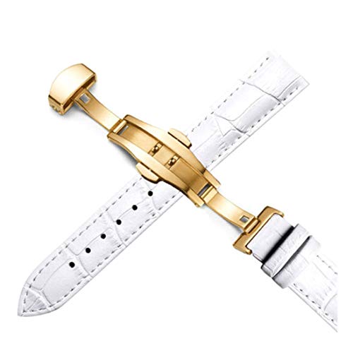 Bracelet de montre en cuir véritable élégant avec boucle papillon pour le bureau et les soirées