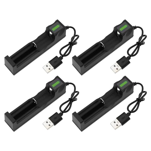 OTOTEC 4PCS 4.2V One Slot Battery USB Charger Battery Charger Adapter for 3.7V 18650 14500 16340 14650 Rechargeable Li-Ion Batteries
