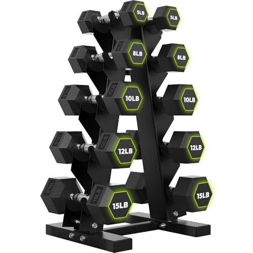 HANDBODE Hex Dumbbell Set with Rack