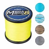 Samdely Braided Fishing Line, 8 Strands, Abrasion Resistant, No Stretch, Colored for Visibility, Saltwater/Freshwater (X8 High Vis Yellow, 15LB (150 Yards))