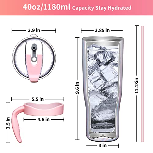 THILY Stainless Steel Vacuum Insulated Tumbler 1180 ml Coffee Travel Mug with Handle and Lids, Sweat Proof - Image 4