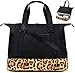 Weekender Übernachtungstasche für Damen, Reisetasche, Handgepäck, Strand, Fitnessstudio, Tragetasche mit Gepäckhülle, Schuhbeutel, Schwarzes Leopardenmuster,