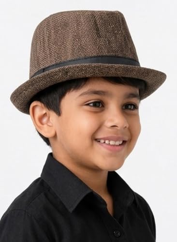 Image of BookMyCostume Brown Western Cowboy & Ballroom Style Hat| Fancy Dress Accessory for Dance, Stage Shows & Theme Parties For Kids
