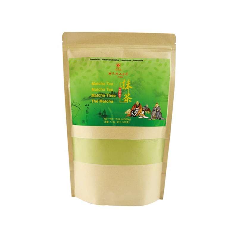 Té Matcha en Polvo 500 g Bolsa Zip Resellable, Té Verde Molido para Matcha Latte, Repostería y Bebidas Frías, Sabor Vegetal Suave, Uso Doméstico y Profesional