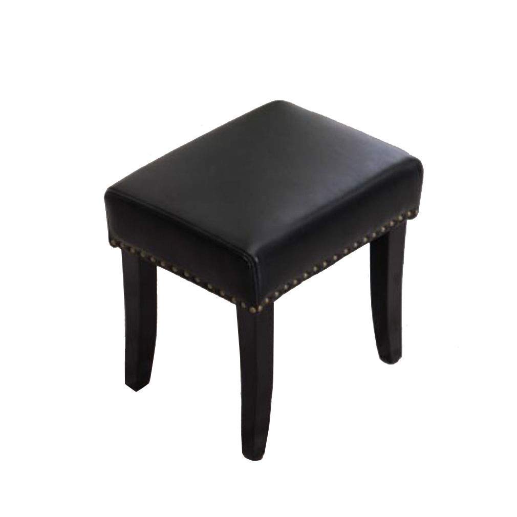 Taboret do Siedzenia Tapicerowany podnóżek Prostokątny taboret ze sztucznej skóry w stylu retro, nogi z litego drewna (kolor: #5)