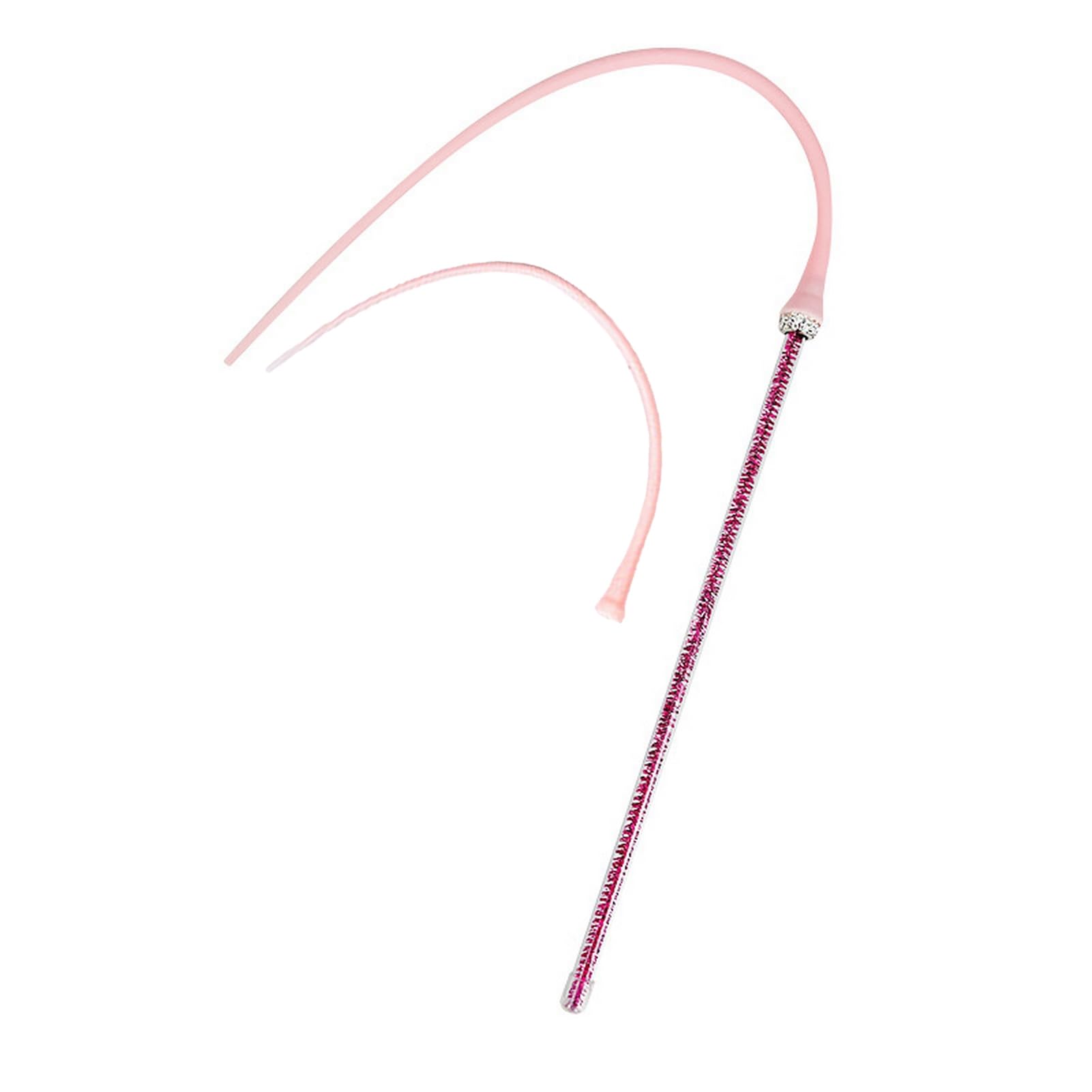 Fairnull Gum-friendly Cat Toy Safe Silicone Stick Interactive Teaser with Replaceable Top Simulated Mouse Tail Design 31cm Length Crystal Handle Pink