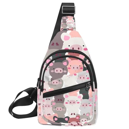 Bolso bandolera cómodo y ligero con diseño de cerditos para uso diario