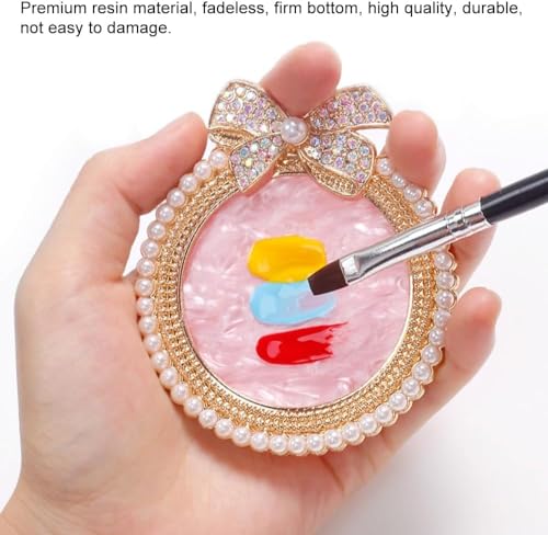 Image of NAILWIND Resin Stone Nail Art Palette, Nail Mixing Palette with Diamond Base, Nail Art Cosmetic Mixing Palette Color Mixing Pigment Polish Holder Nail Art Painting Gel Palette Pearls - 1 pcs