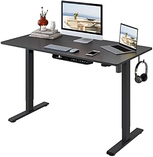 FLEXISPOT Essential Electric Standing Desk Height Adjustable Standing Desk Sit Stand Desk Adjustable Desk Stand Up Desk for Home Office (100 * 60cm, White Frame+ Maple Desktop)