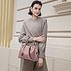 NICOLE & DORIS Damen Kleine Top Griff Henkeltasche Kunstleder Umhängetasche Handtasche Tote Shopper mit Anhänger Schlüsselring Rosa #1