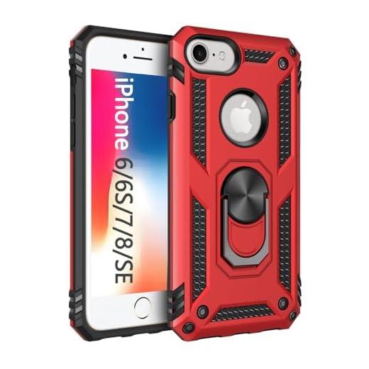 Korecase Compatible with iPhone 6 6s & iPhone 7 & iPhone 8 Case, Extreme Protection Military Armor Dual Layer Drop Proof Cover Ring Kickstand Red