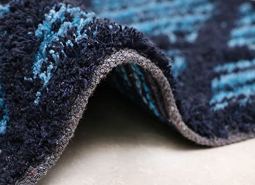 Image of THE HOME TALK Cotton Bathmats | Water Absorbent Runners | Regular Striped Rugs | Floor Mats for Kitchen, Bathroom & Sink | Ultra Soft Mats | Non-Slip Store (Blue Cross, 40x60 CM)