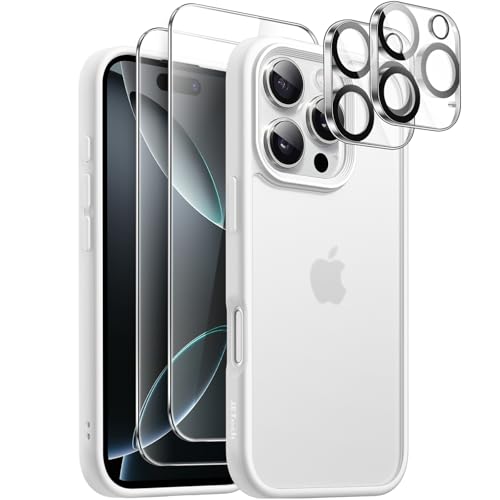 JETech 5-in-1 Matte Hülle für iPhone 16 Pro Max, Titan Weiß – Ansicht 1
