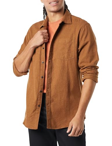 Chemise en flanelle douce et isolante manches longues marron caramel XS
