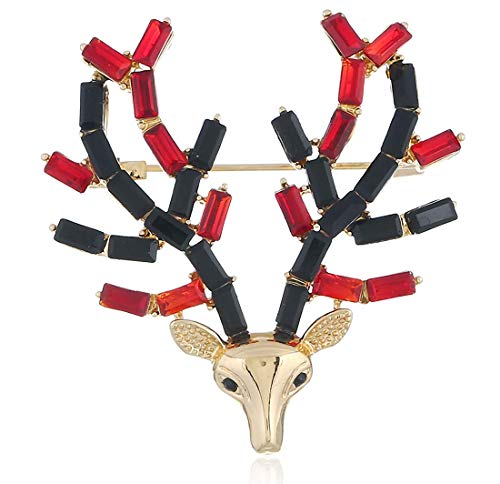 Preisvergleich Produktbild Weihnachtsdekoration Europa und den Vereinigten Staaten Weihnachten Hirsch Kristall dreidimensionale Brosche Retro feine Legierung Weihnachten Hirsch Kopf Ring Brosche Weihnachten Geschenk Stift Schmu