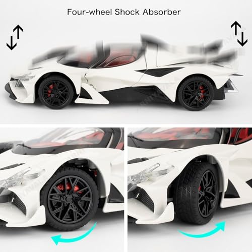 Image of 1 /24 Apollo EVO Alloy Car Model Pull Back Function with Realistic Sound & Bright LED Lights Perfect Toy Car for Kids & Collectors (White)
