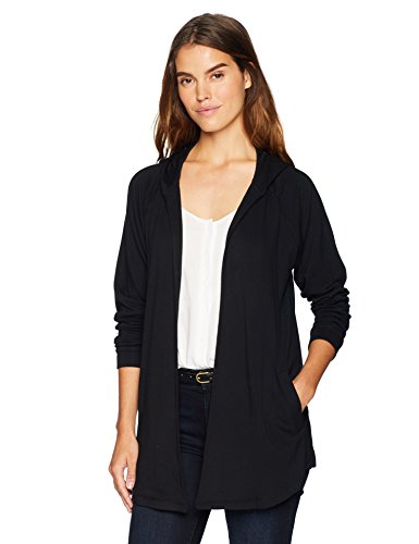 kensie Women's Drapey Fleece Jacket, Black, S