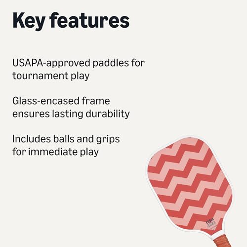 Image of Amazon Basics Pickleball Paddles Set of 2, USAPA Approved Carbon Fiber Paddle with 4 Balls, Lightweight Pickle Ball Rackets, Carry Bag & Grips