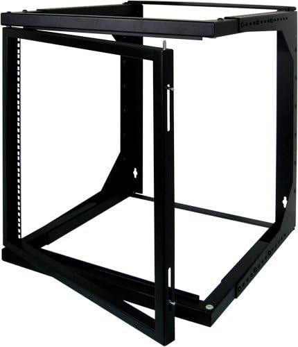 9U Open Wall Mount Frame Rack with Hinge - Adjustable Depth 18"-30"