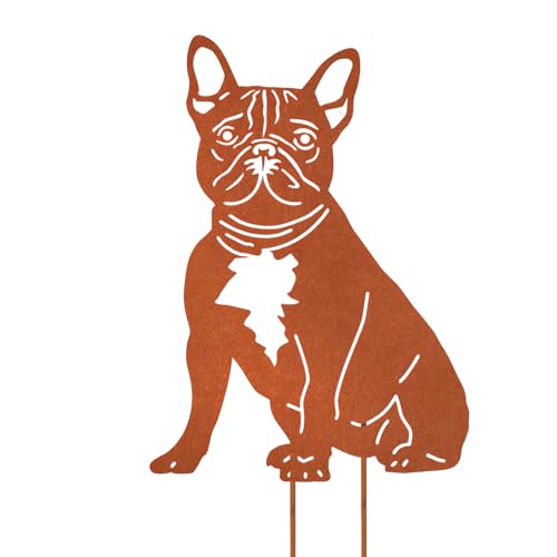 VerLuky Französische Bulldogge Gartenstecker Rost,Roststecker Metall...