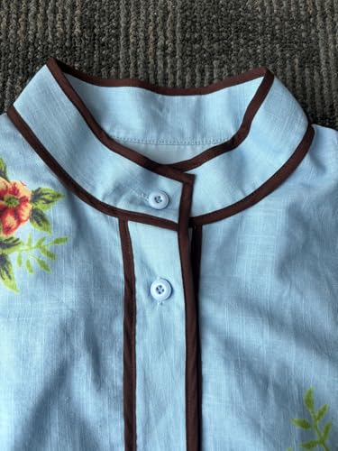 CHARTOU Women's Floral Linen Button Down Wrap Tie Knot Boho Beach Shirt Dress with Belt2