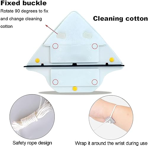 ShiWuYou Limpia Cristales Magnético, Limpiacristales Magnetico de Doble Cara para Ventanas de 3-8 mm, Limpiador de Ventanas Profesional, Incluye Recambios y Cable de Seguridad, Amarillo - imagen 3