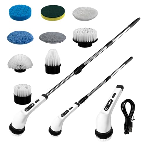 Cepillo de limpieza de cocina de mano, cepillo de limpieza inalámbrico, herramienta de limpieza de diseño de mango largo retráctil para baños, duchas, estufas, bañeras y encimeras