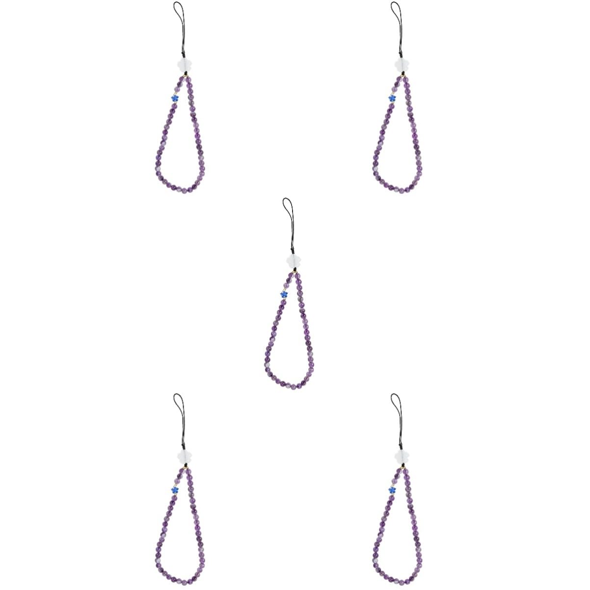 Housoutil 5 Piezas De Cordón Decorativo Con Cuentas Para Teléfono Móvil Colgante Para Cámara De Identificación Amuleto De Amatista