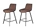 Meubletmoi Lot de 2 tabourets Tissu Marron Doux avec piétement métal - Design Contemporain - Manhattan