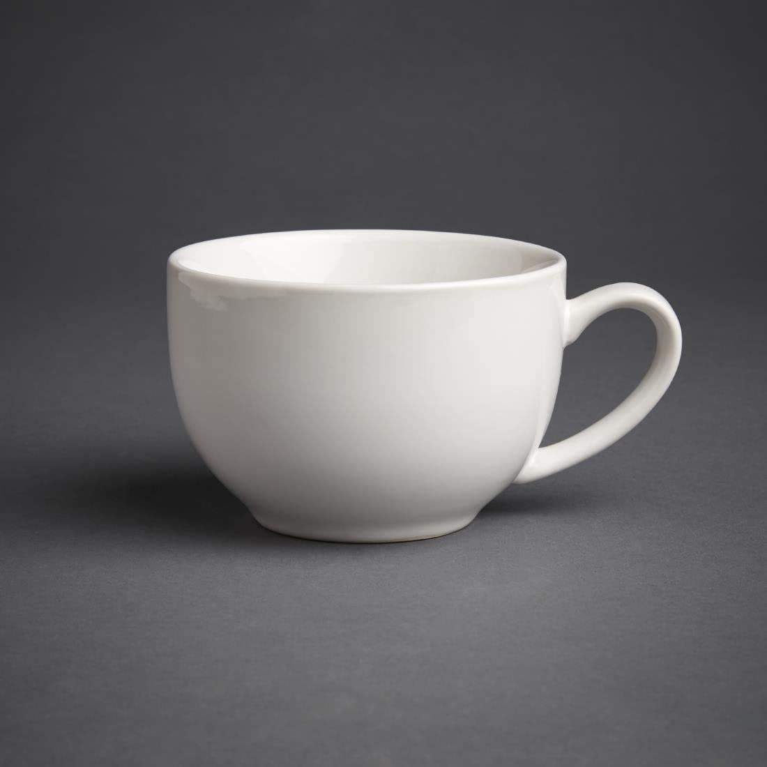 Olympia Cafe Cappuccino Cups White 340Ml 12Oz Porcelain Coffee Milk Jugs 12pc