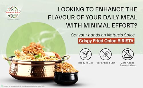 Nature's Spice - Pure as Nature Intended Birista Fresh Crispy Fried Onion|Golden Pyaz Used For Biryani,Noodles,Gravies & Indian Curries|Healthy & Tasty Snack|Good Source Of Dietary Fiber,500 Grams