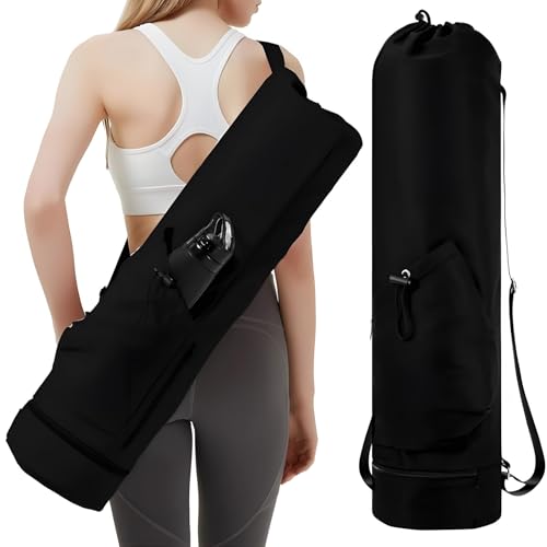Long Strap Yoga Mat Carrier Bag, Polyester, Compact Design for Yoga, 29.5 X 7.5 X 7.5 Inches