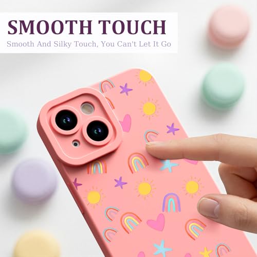 CASBST for iPhone 15 Phone Case, Printed Silicone, Rainbow Star Heart - image 2