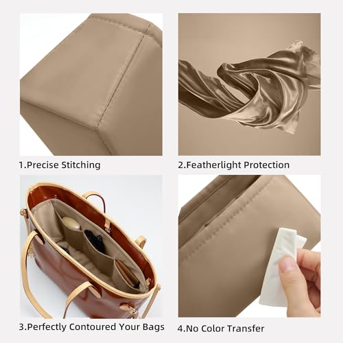 Image of DGAZ Purse Organizer Insert Fits Neverfullbag Mini /PM /MM /GM,Silk Bag Organizer,Luxury Handbag & Tote Shaper(Chai,BB)