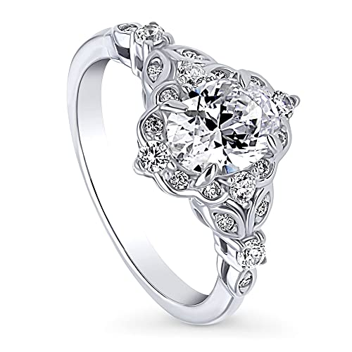 BERRICLE Sterling Silver Halo Wedding Engagement Rings for Women,...