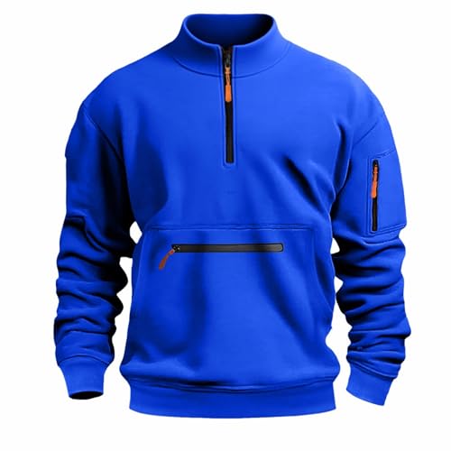 Men's Long Sleeve Quarter Zip Pullover Fleece Sweatshirt Lightweight Casual Mock Neck Sweatshirt with Pocket