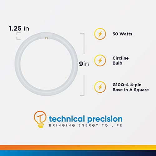Technical Precision 30W Circline Fluorescent Bulb Replacement For Batteries And Light Bulbs Tcp-32030 9-Inch T9 Fluorescent Light Bulb - G10Q-4 4-Pin Base - 3000K Warm White - 1 Pack #TOP1
