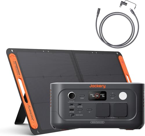 Jackery Explorer 500v2 Generador Solar Portátil con 100W Panel Solar y Cable de 5 Metros, 512Wh/500W (Max 1000W) LFP Batería,1,3H Carga Rápida, Ligera Estación de Energía para Camping