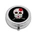 Udoosun Sugar skull owl Custom Round Pill Box Case Tablet Medicine Pocket Purse Travel Pill Vitamin Decorative Box Case Holder