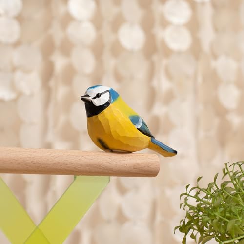 Figura de Madera Pájaro Herrerillo Eurasiano Hecha a Mano miniatura 4