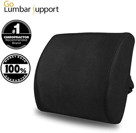 Memory Foam Lumbar Support Pillow for Lower Back Pain Relief Improve Posture, Orthopedic Design Back Cushion with Adjustable Strap and Mesh Cover for Office Chair Desk Car Seat Recliner Work Travel