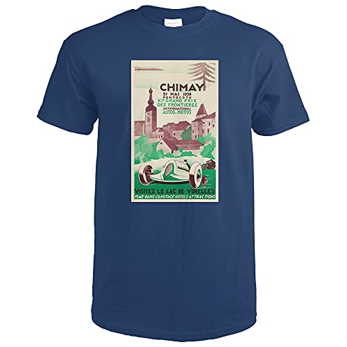 Belgium, Chimay, Grand Prix, (Artist: Alfred Fosset c. 1936), Vintage Advertisement 63981 (Navy Blue T-Shirt XX-Large)
