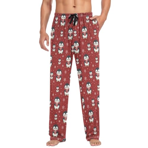 Laprad Men's Pajama Pants Lounge Comfy Pjs Bottoms Christmas Penguin Soft Sleep Pant with Pockets