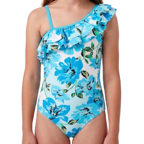 Image of Kanu Surf Girls Morgan Floral Ruffle 1-Shoulder 1-piece Swimsuit