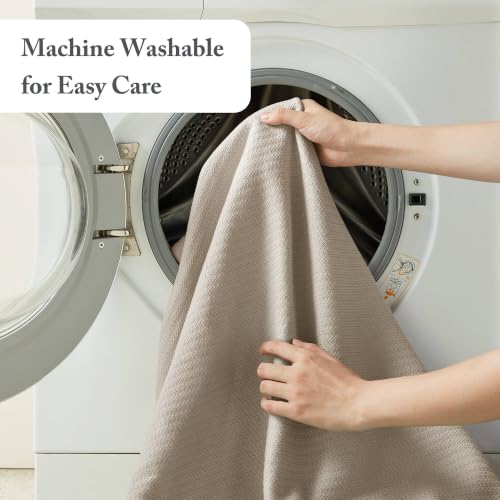 Image of Madison Park Liquid Cotton Blanket All Season, King, Beige | Breathable Fabric for Bed or Couch, Diamond Pattern, Lightweight, Ring Spun Weave, OEKO-TEX Certified, for Summer