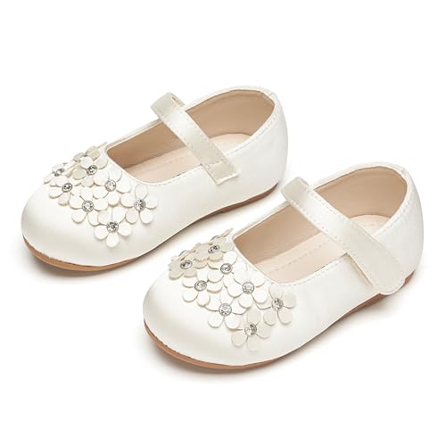 Image of PHIRAMIN Toddler Flower Girl Glitter Dress Shoes Little Girl Ballet Flats Bow Wedding Party