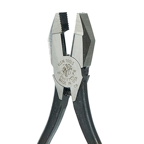 Klein Tools 201-7CST Rebar Work Pliers with Spring-Loaded Action, Induction Hardened Knives and Handle Tempering