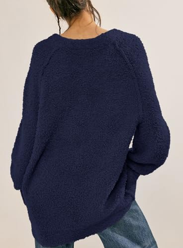 Image of Beaully Women's Oversized Crewneck Sweaters | Oversized style, Tunic sweater, Fuzzy knit, Soft knit, Loose fit, Drop shoulder