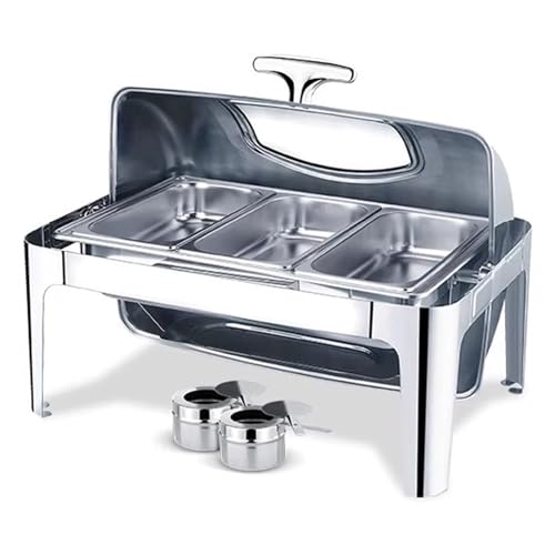 Ensemble de plats à frire en acier inoxydable – Plateau de service élégant pour mariages, fêtes et anniversaires – Récipient chauffant à condiments à 2 grilles